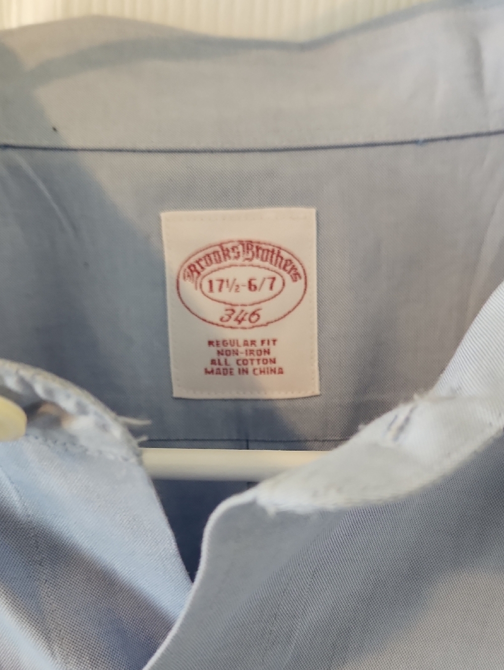 Brooks Brothers Light Blue Cotton Dress Shirt 17 1/2 6/7 Non Iron - Picture 2 of 9